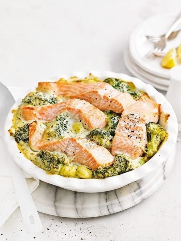 Baked salmon gnocchi